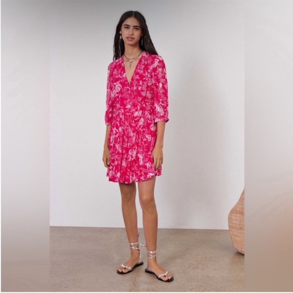 Ba&sh Pink Printed Ulia Dress in Rose (Pink and White)